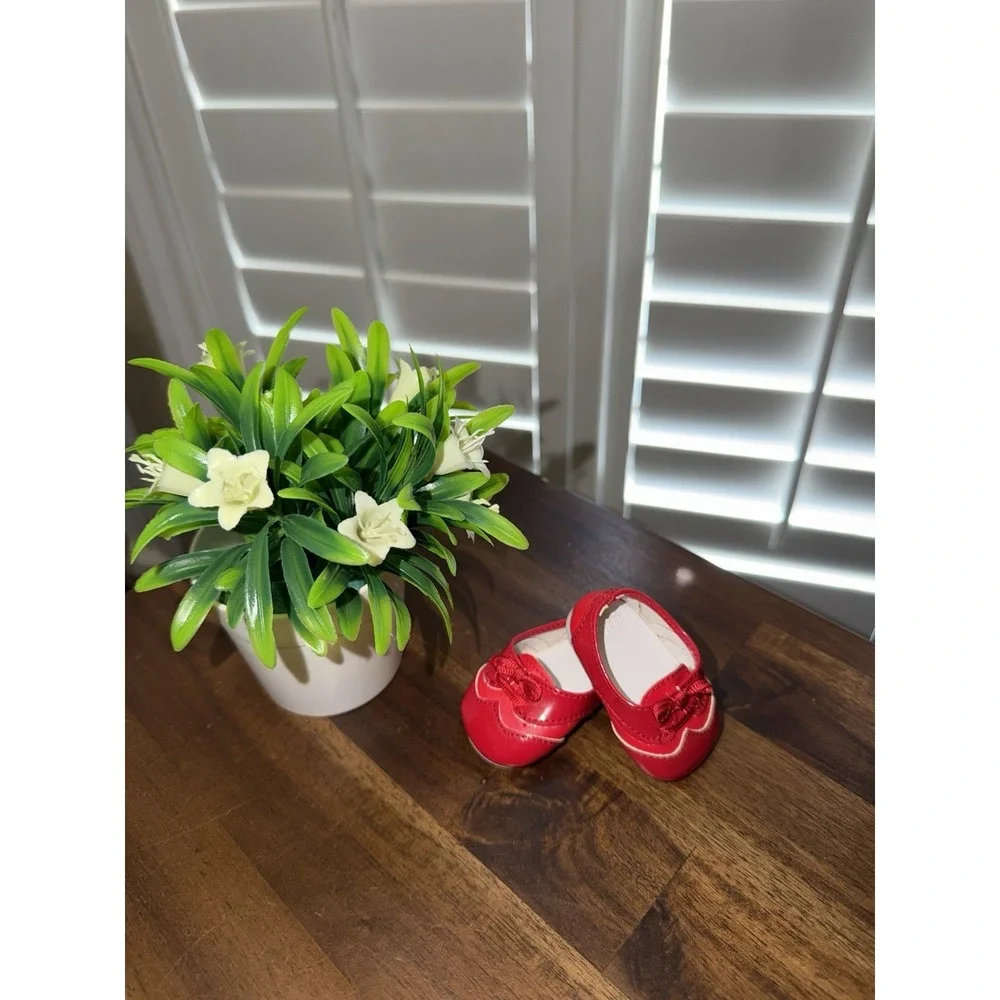 AMERICAN GIRL DOLL FLOWER SWEATER AND RED SHOES